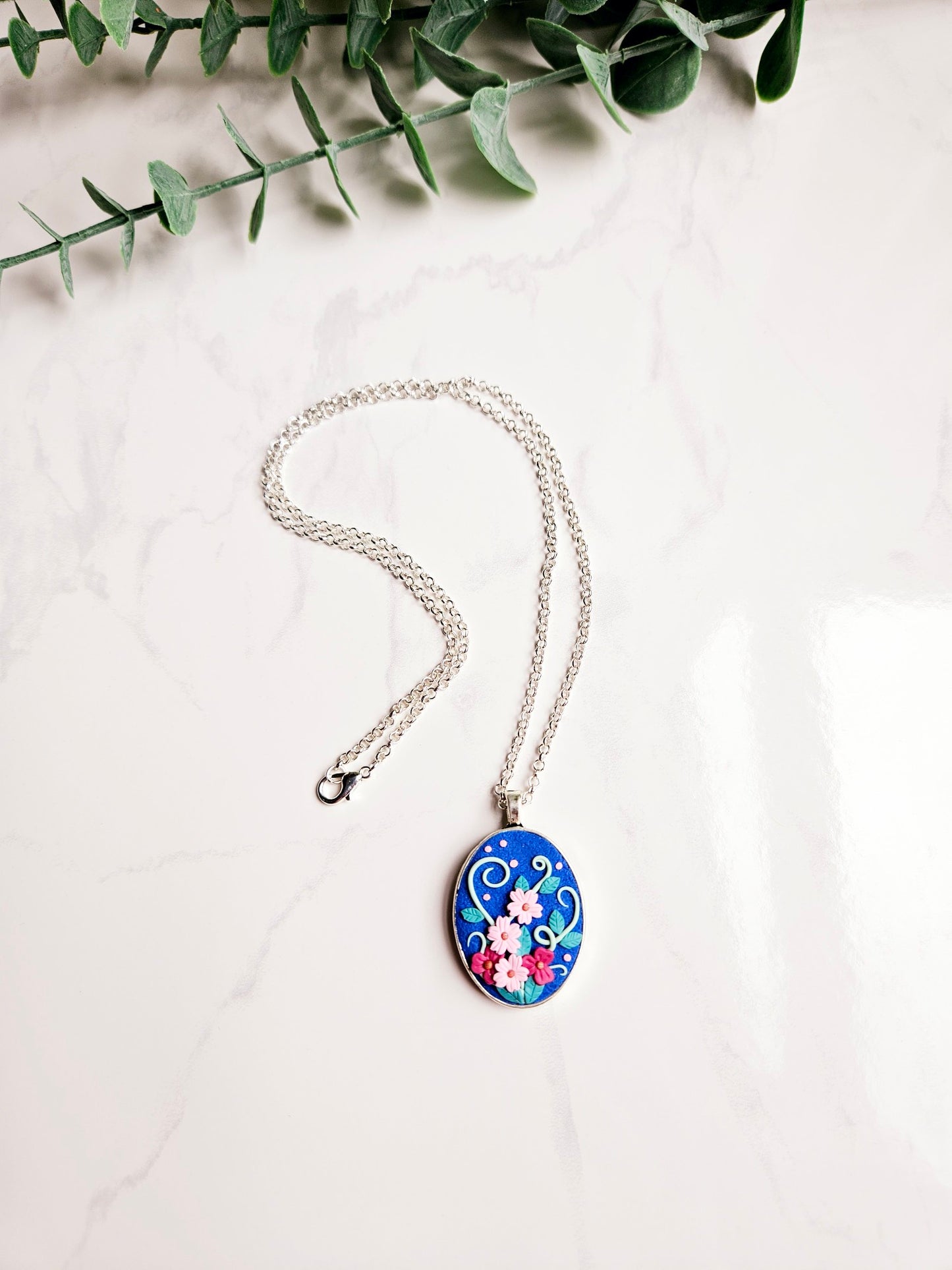 Necklace - blue florals