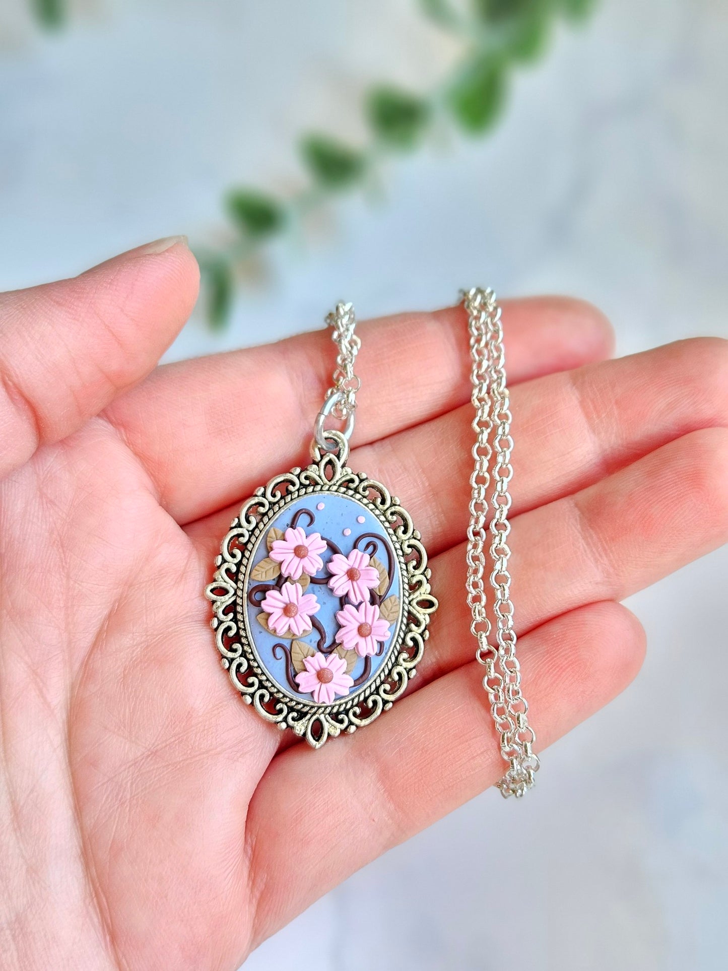 Necklace - pink florals