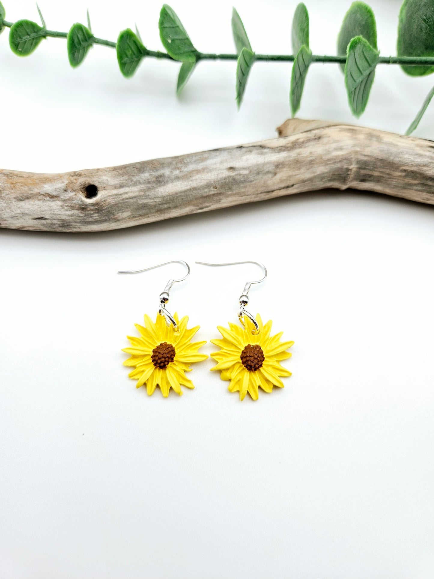 Earring dangles - yellow sunflowers