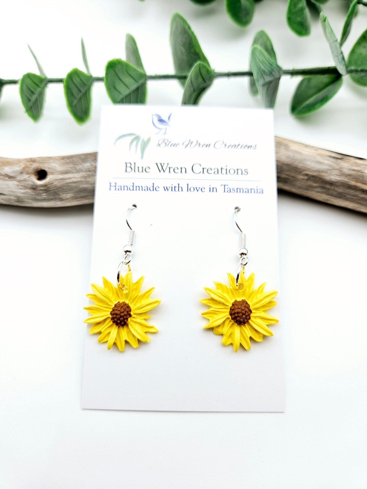 Earring dangles - yellow sunflowers