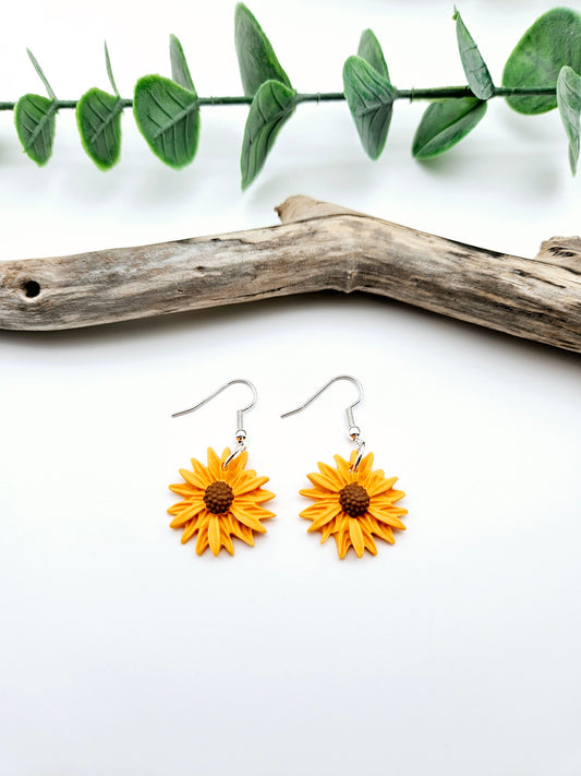 Earring dangles - orange sunflowers