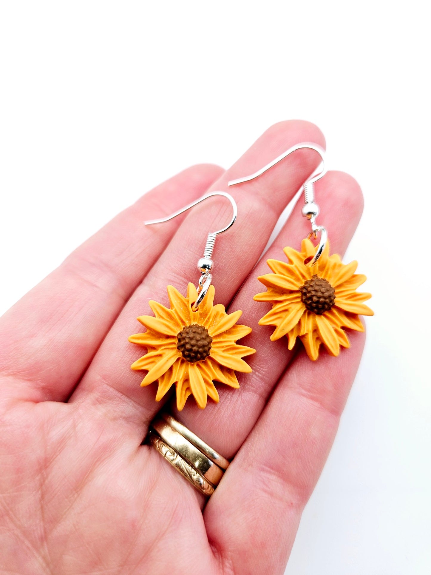 Earring dangles - orange sunflowers