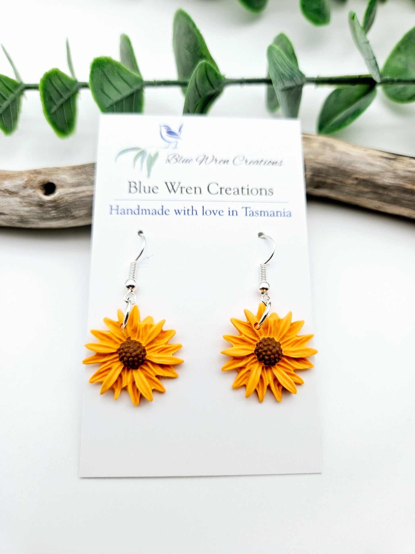 Earring dangles - orange sunflowers