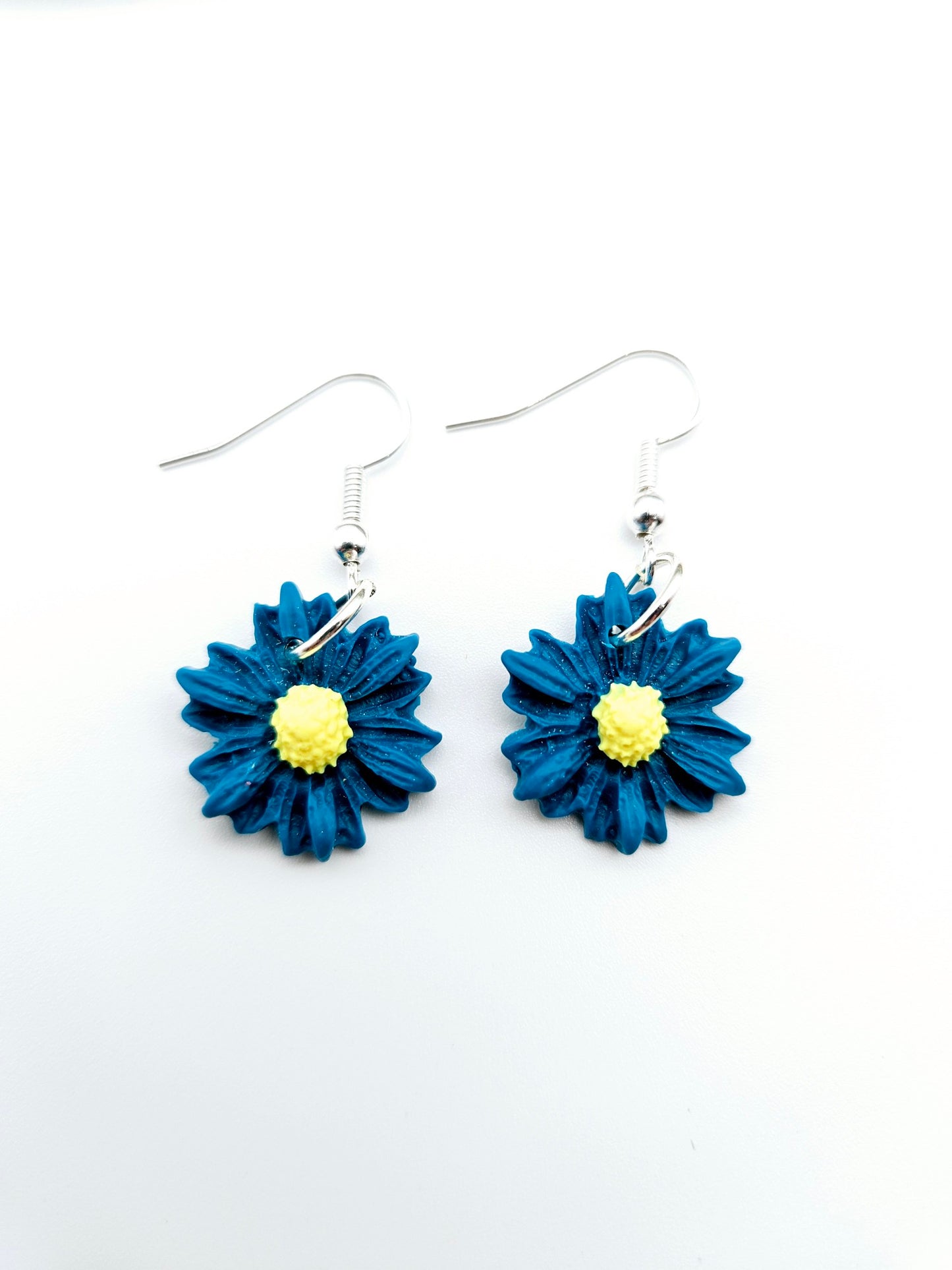 Earring dangles - petrol green sunflowers