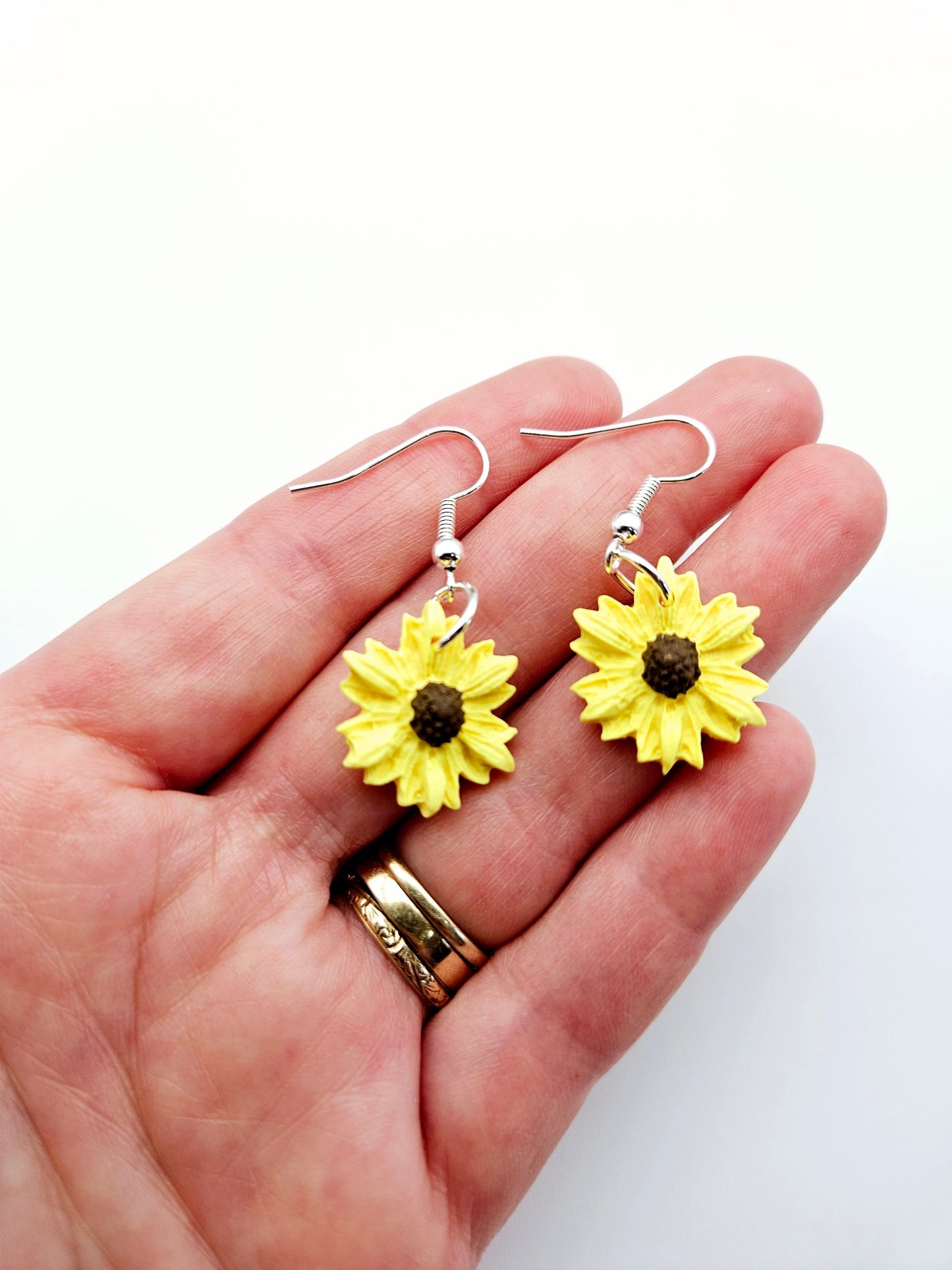 Earring dangles - bright yellow sunflowers