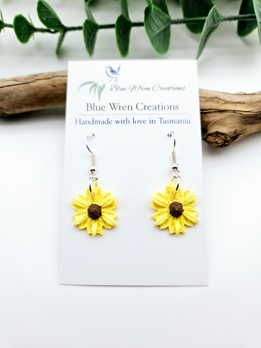 Earring dangles - bright yellow sunflowers