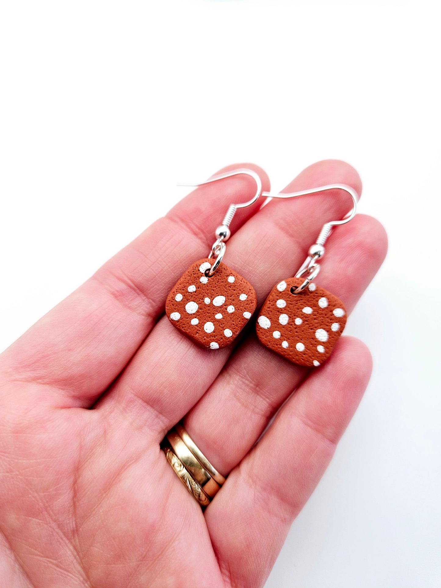 Earring dangles - terracotta dots