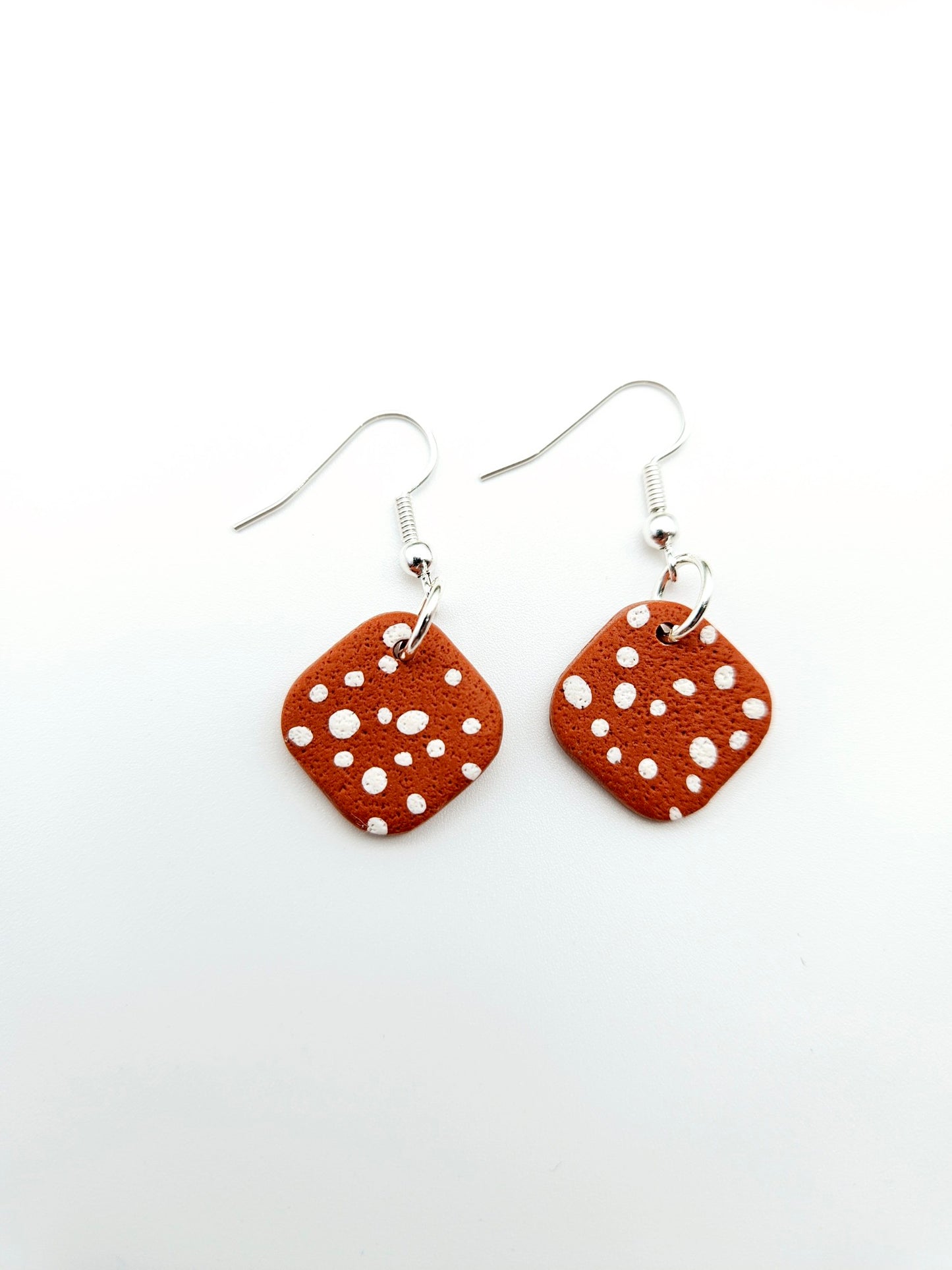 Earring dangles - terracotta dots