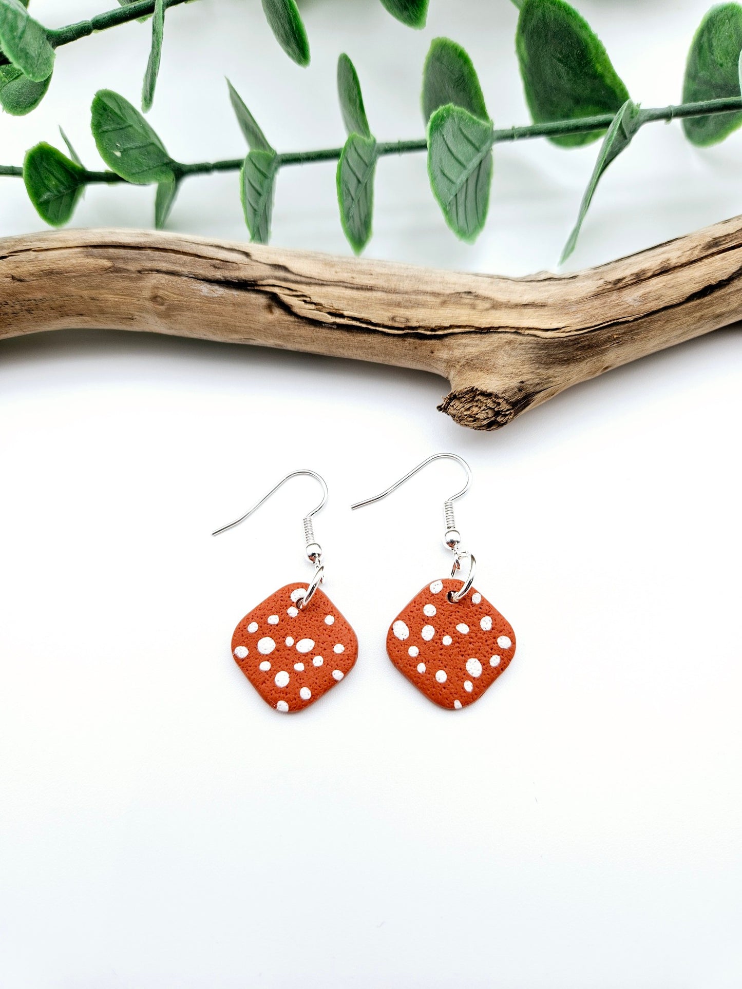 Earring dangles - terracotta dots