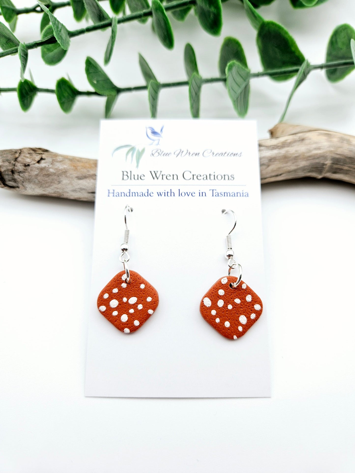 Earring dangles - terracotta dots