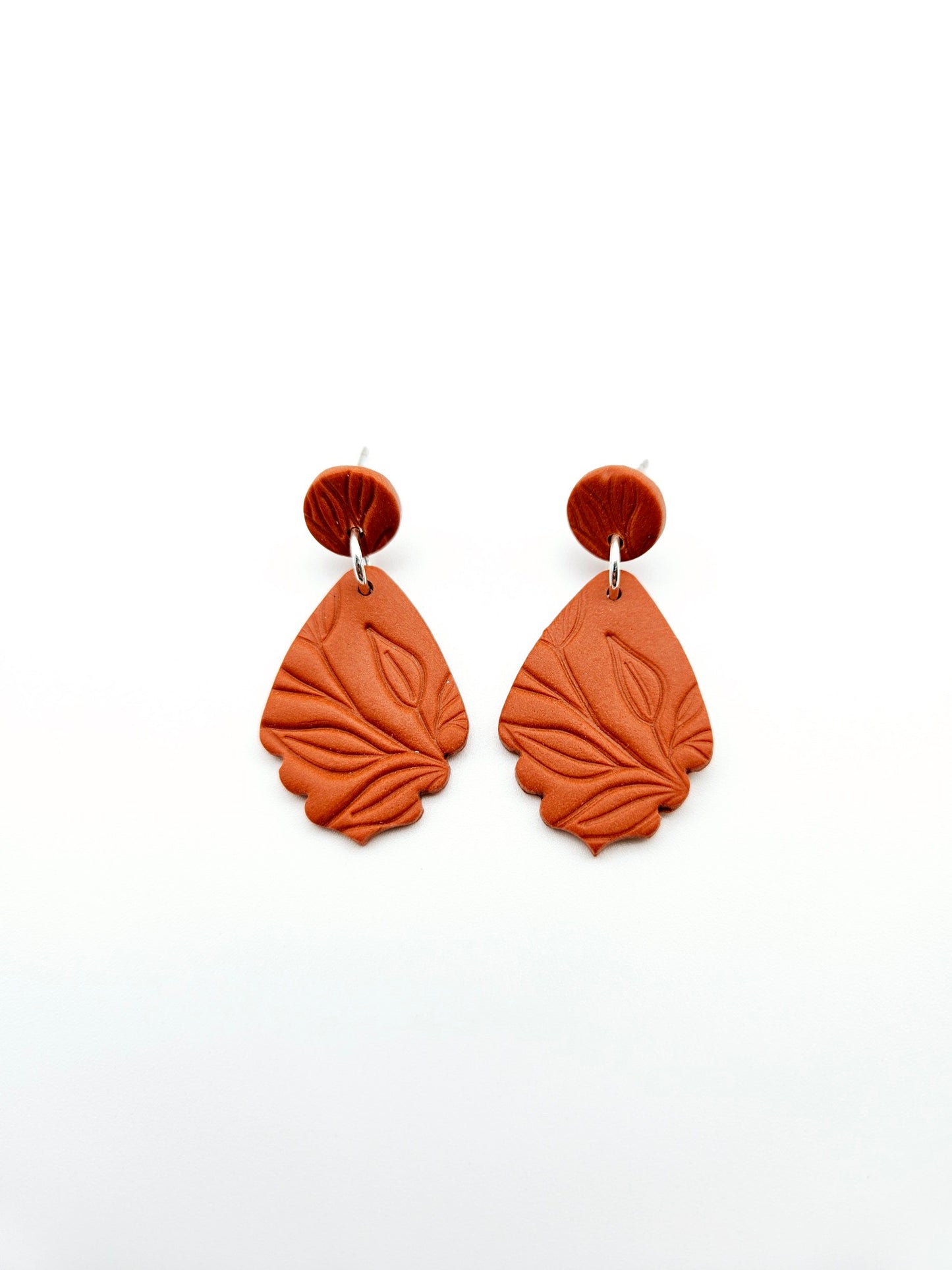 Earring dangles - terracotta leaves