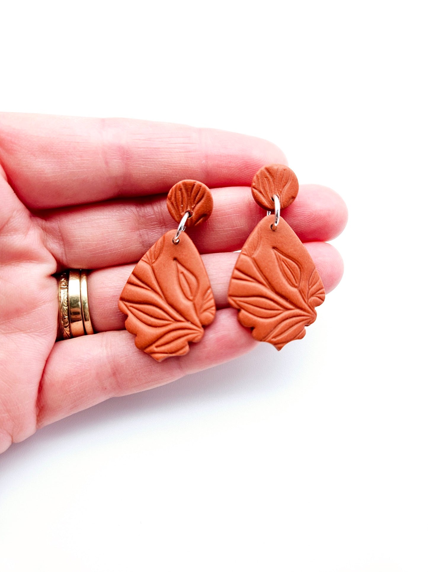 Earring dangles - terracotta leaves