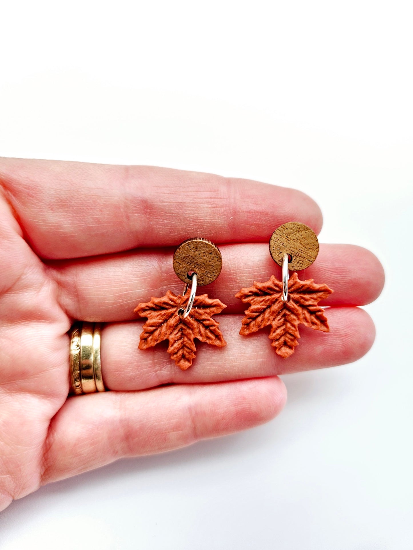 Earring dangles - terracotta leaves