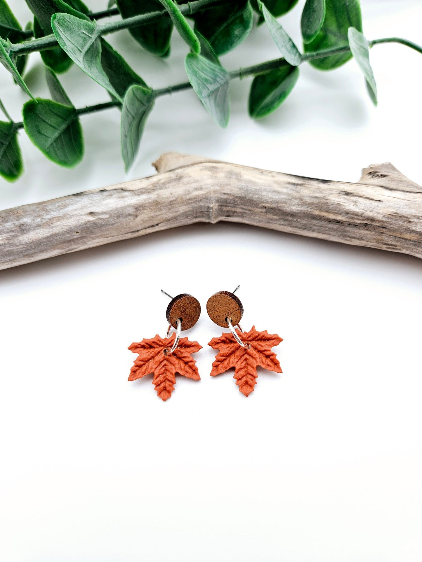 Earring dangles - terracotta leaves