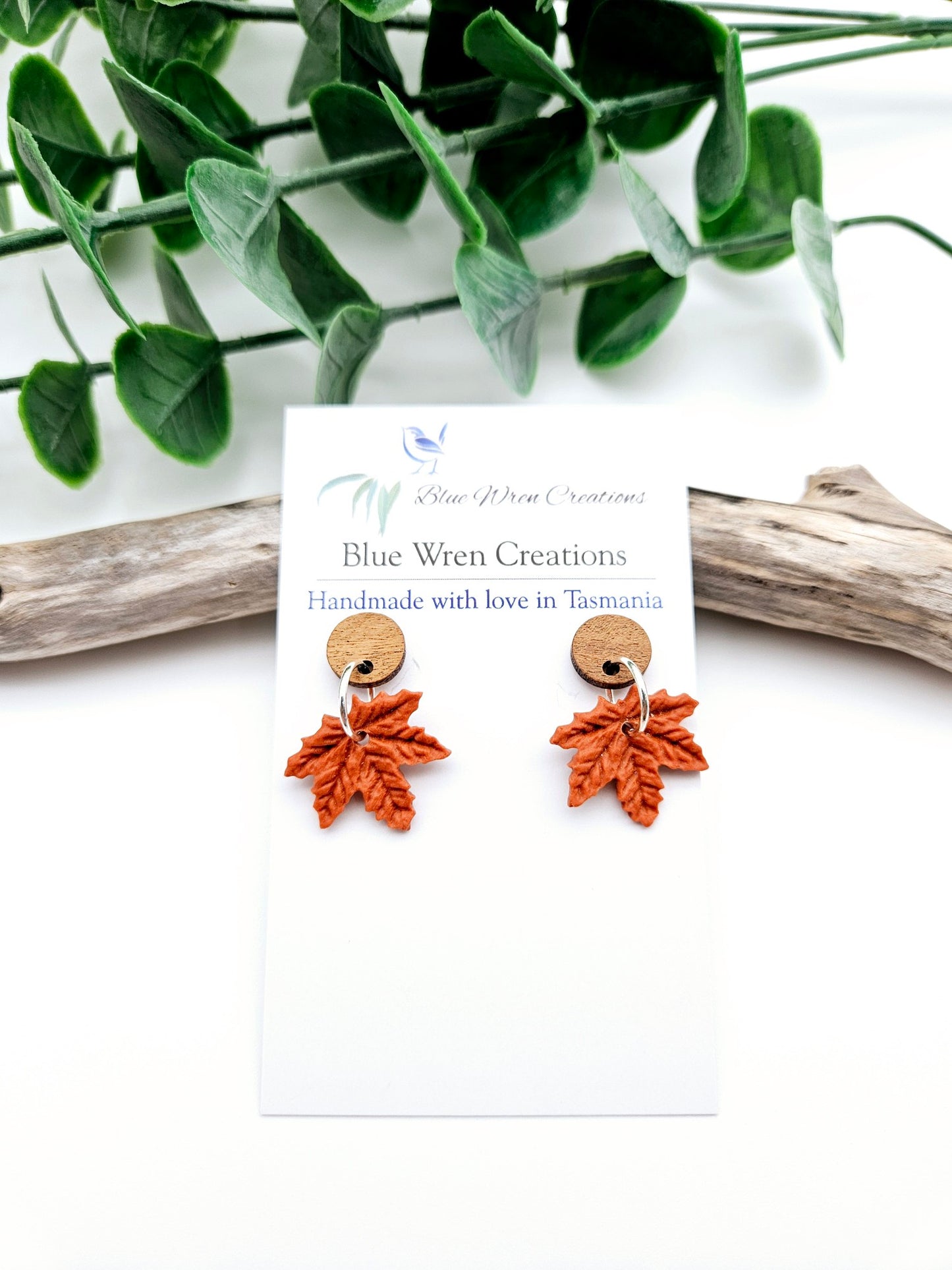 Earring dangles - terracotta leaves