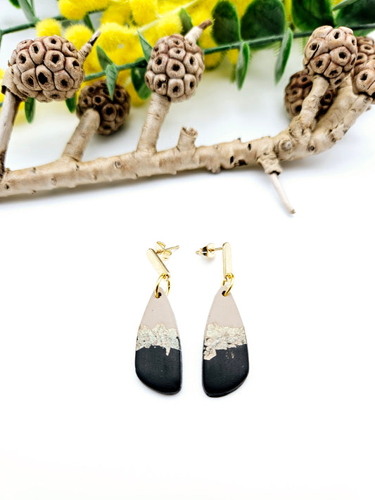 Earring dangles - hammered gold leaf drops