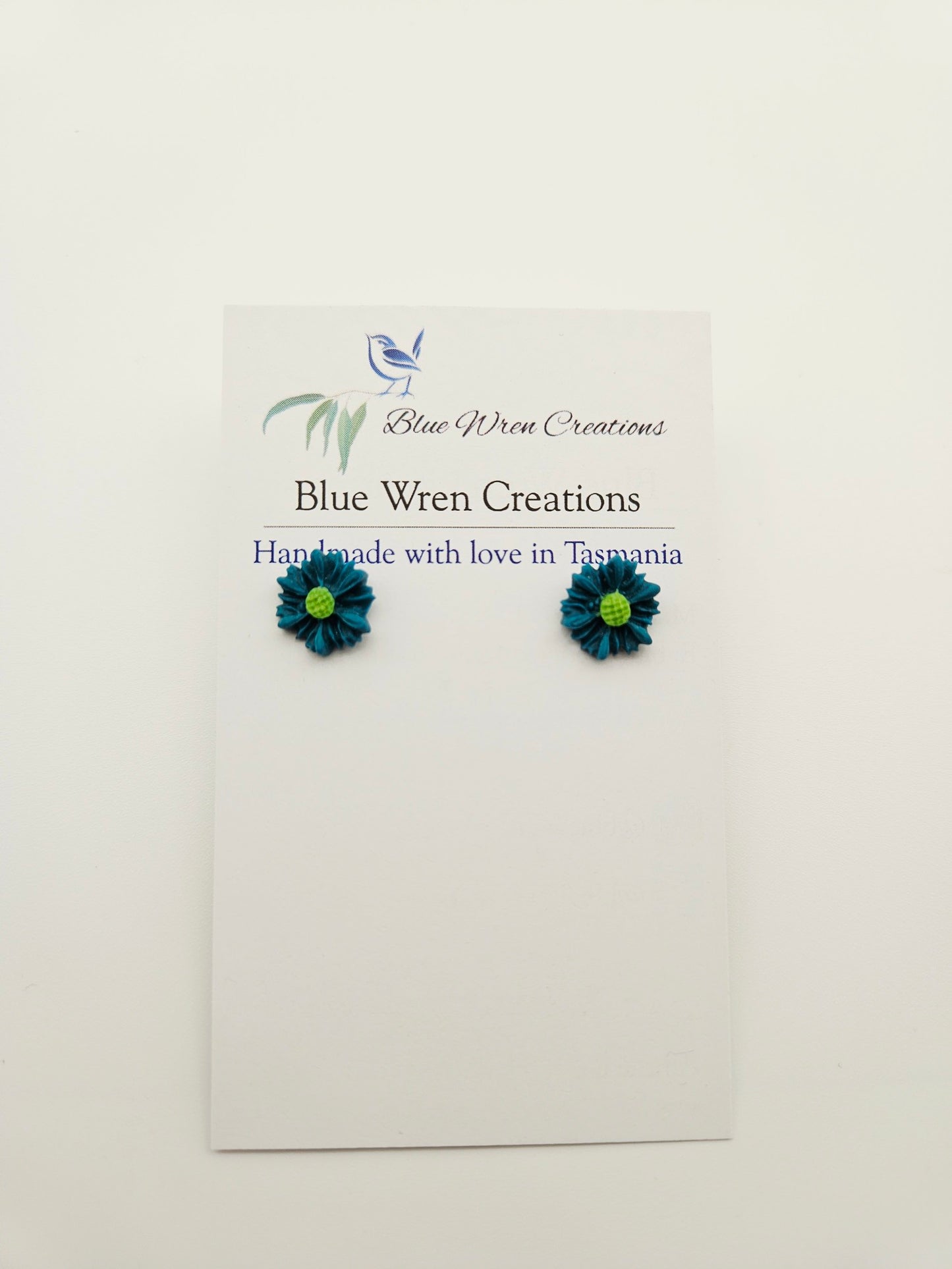 Earring studs - cute green flowers