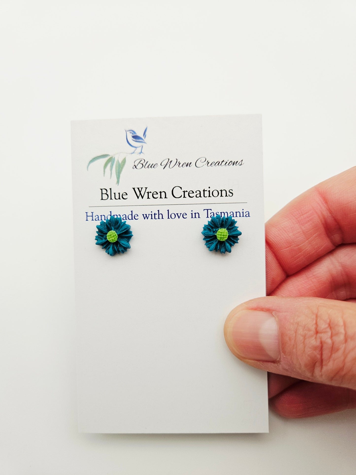 Earring studs - cute green flowers