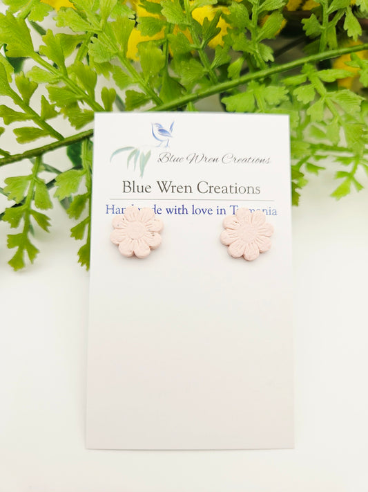 Earring studs - pink flowers
