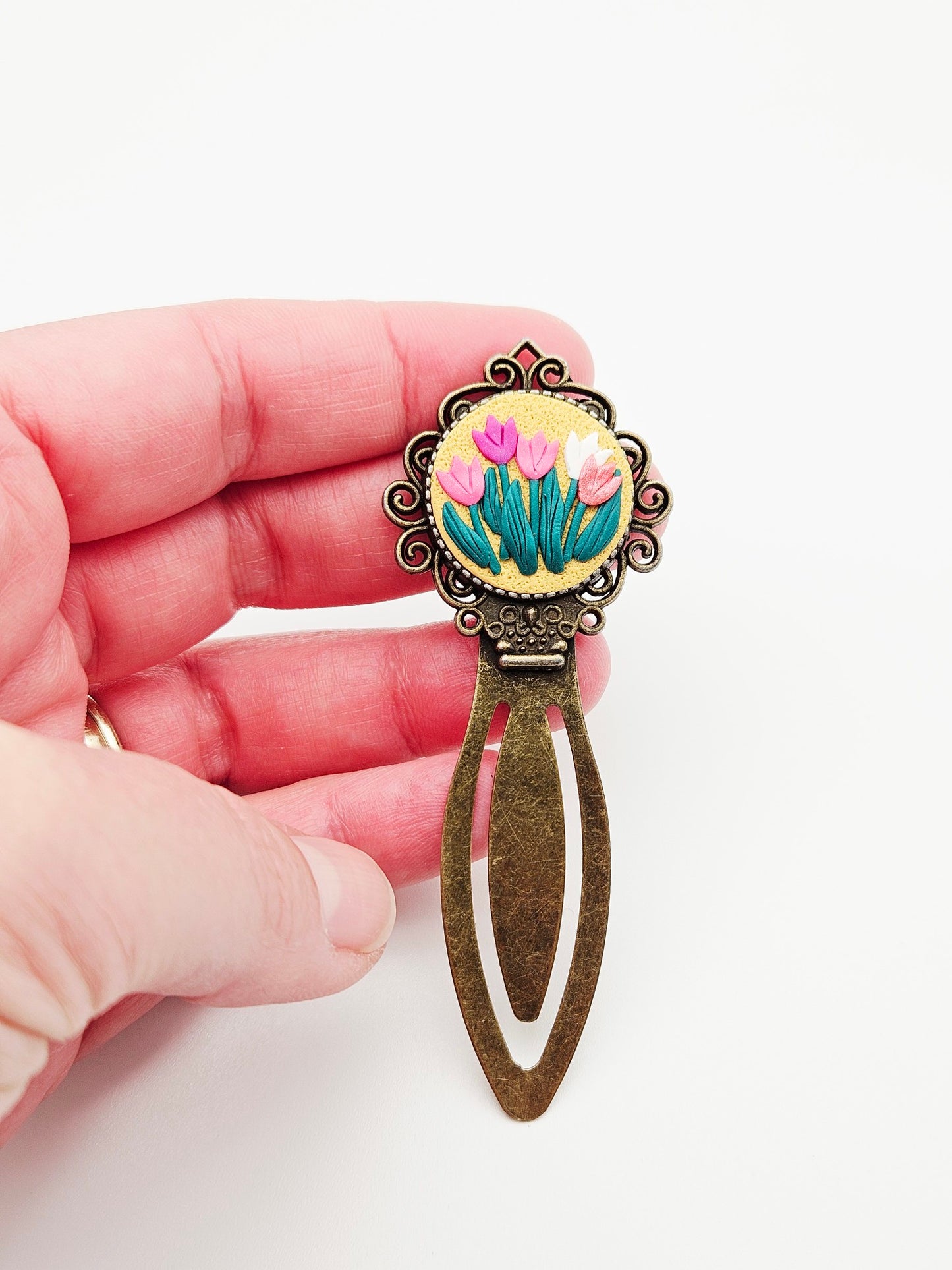 Bookmark vintage style - tulips in sunshine