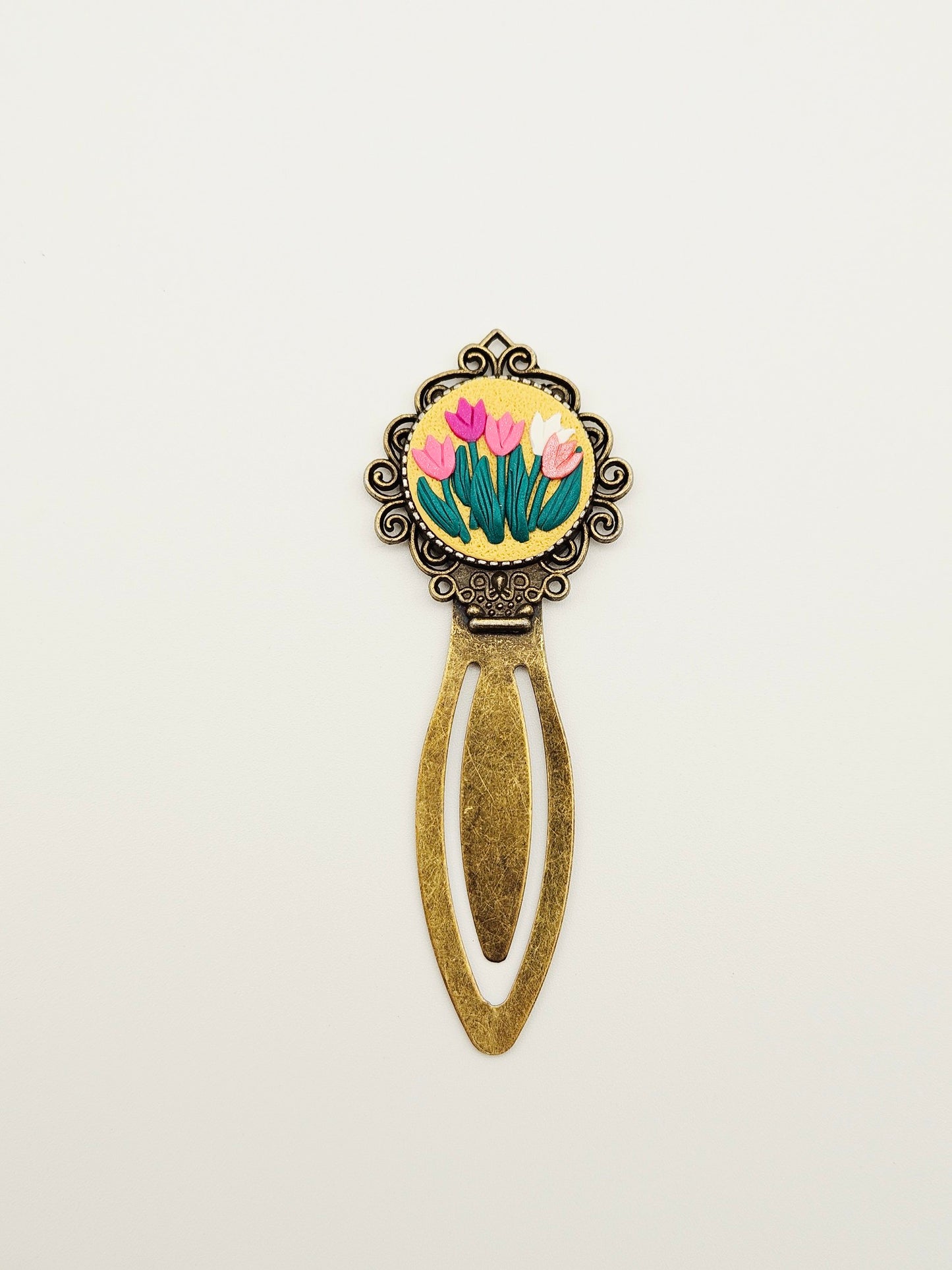 Bookmark vintage style - tulips in sunshine