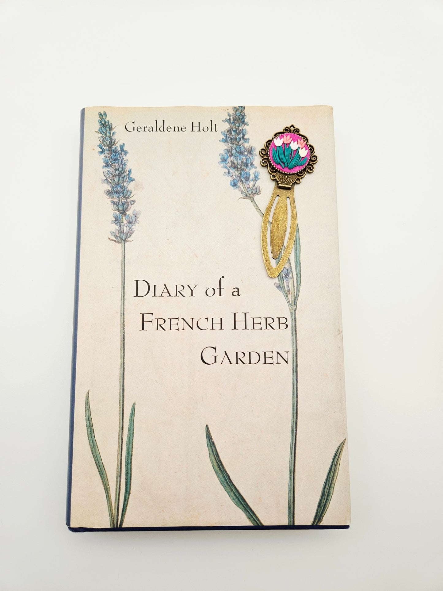 Bookmark vintage style - tulips at sunset