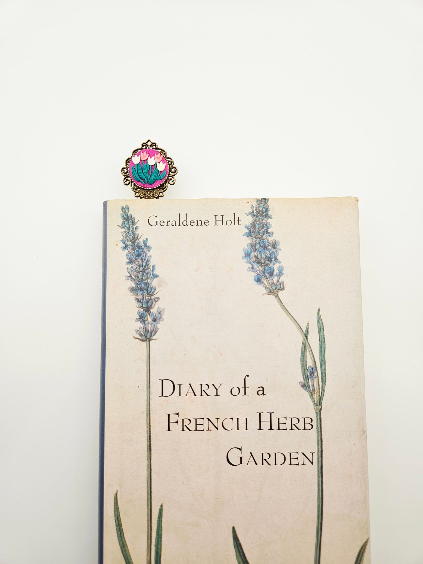 Bookmark vintage style - tulips at sunset