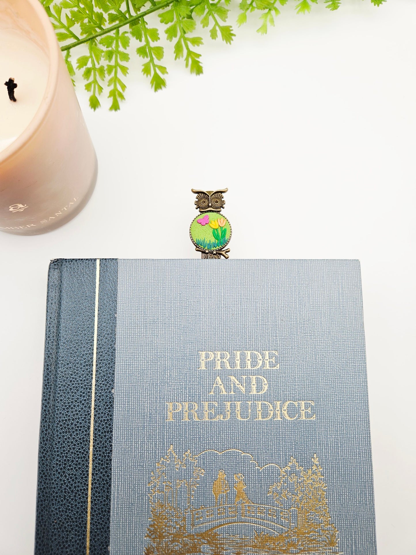 Bookmark vintage owl - flower field