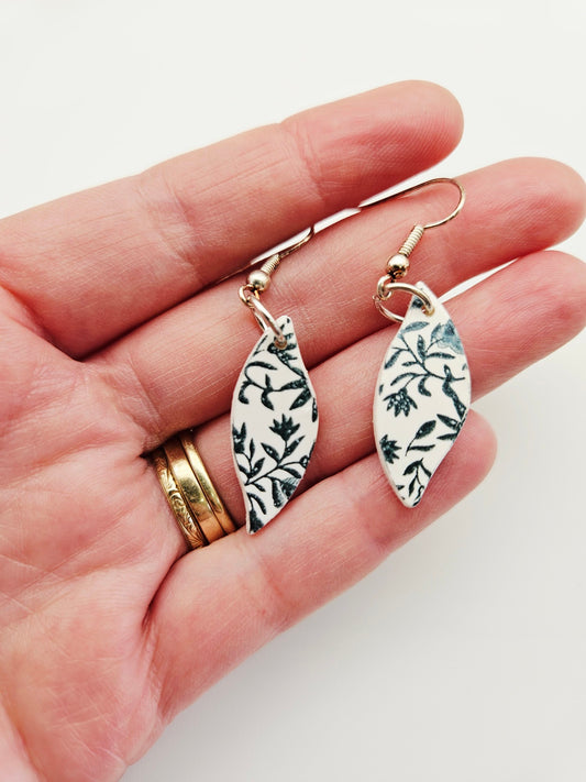 Earring dangles - leaf print leaves