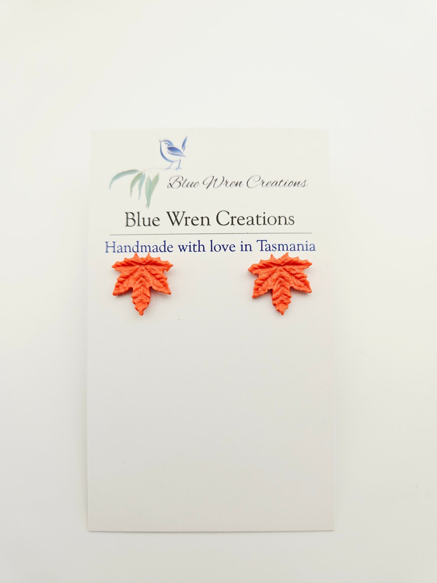 Earring studs - orange maple leaves