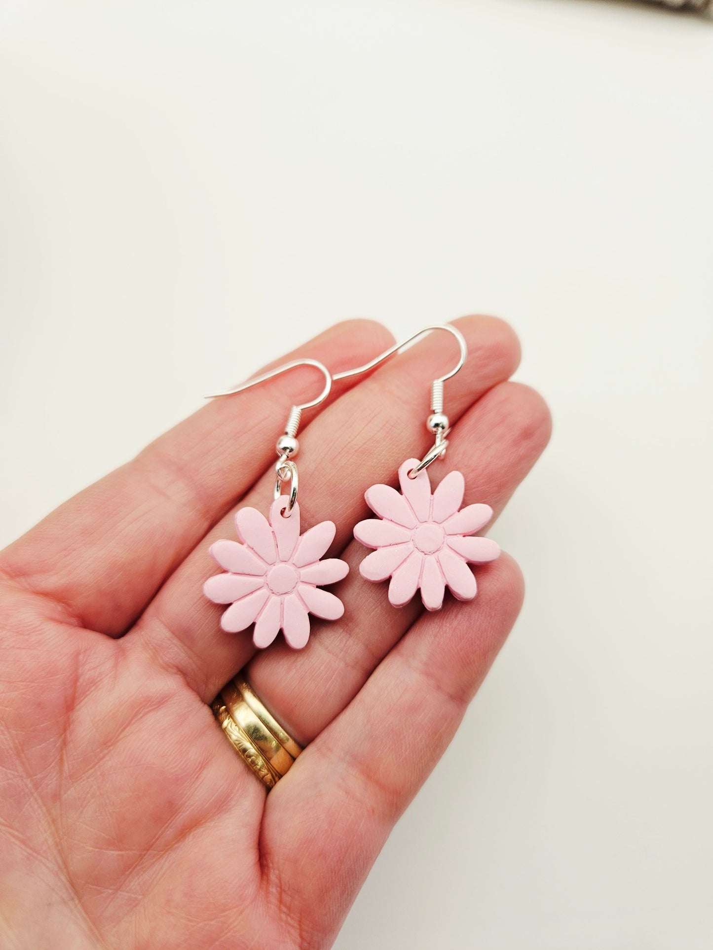 Earring dangles - pretty pink flowers