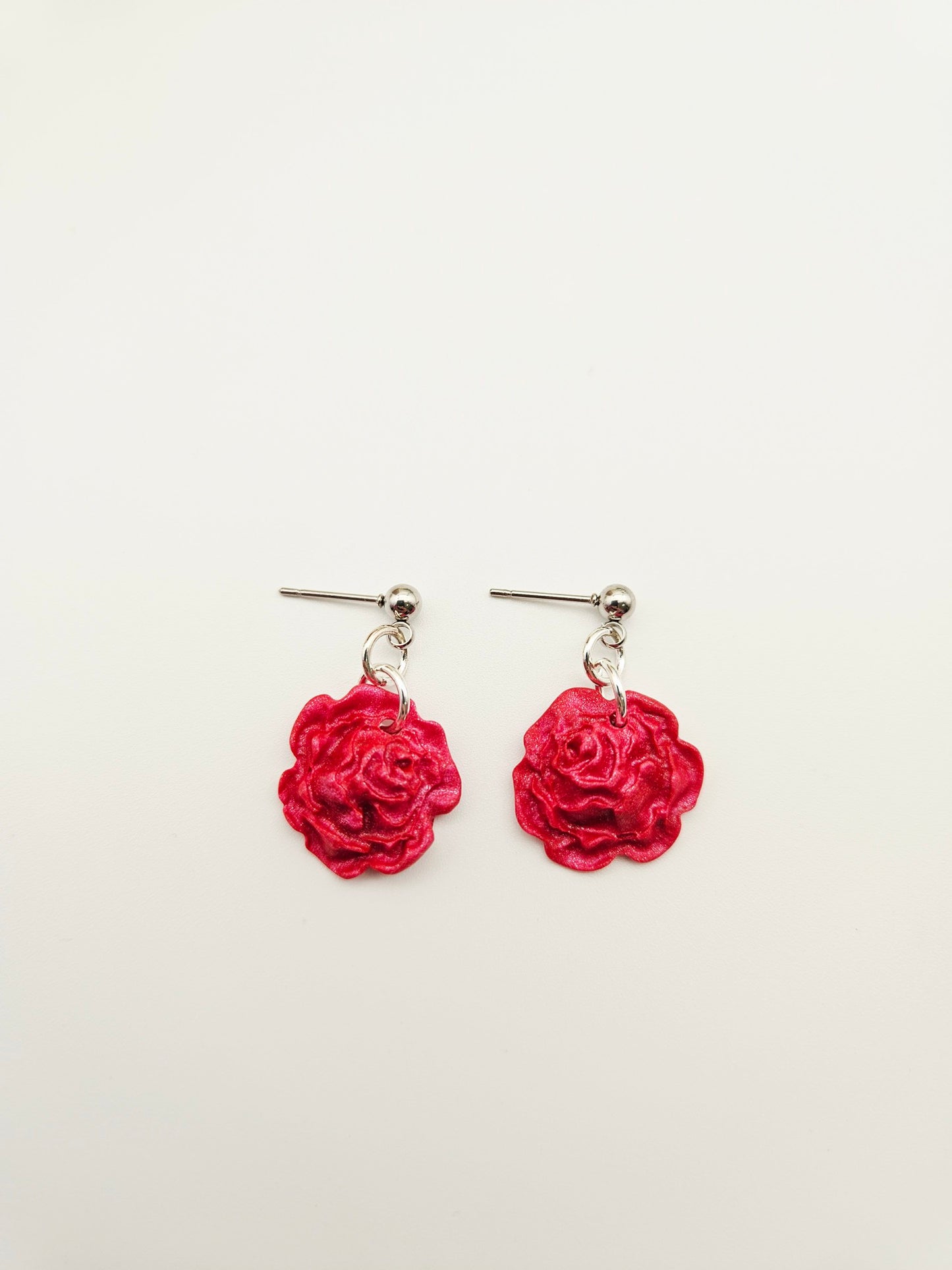 Earring dangles - dark pink roses