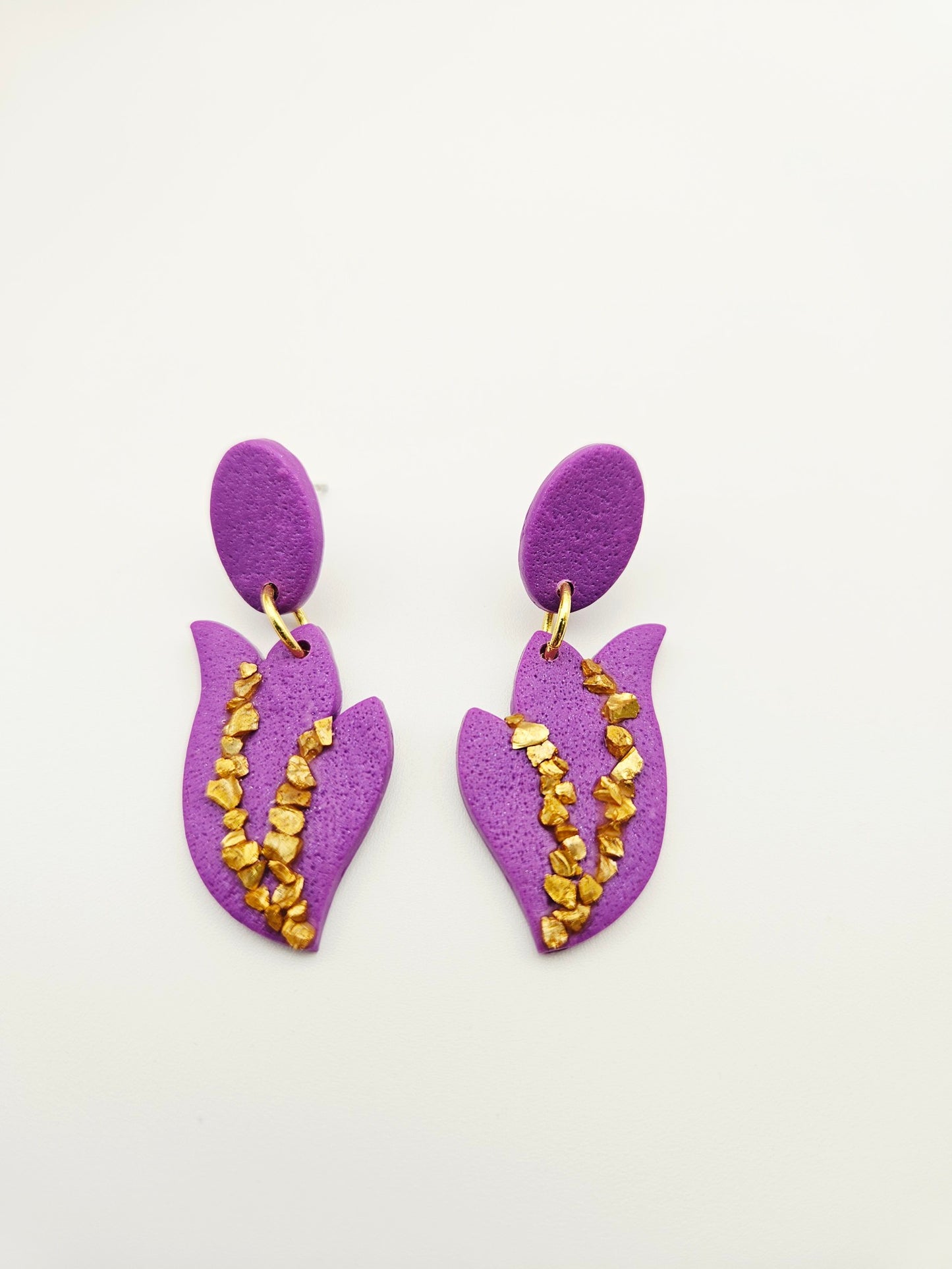 Earring dangles - purple elegant petals