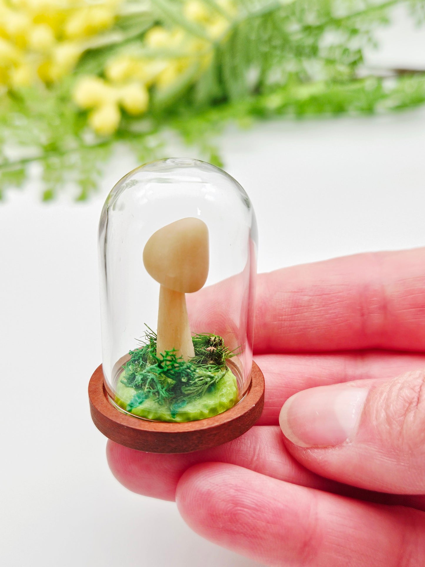 Glow in the dark mushroom under glass