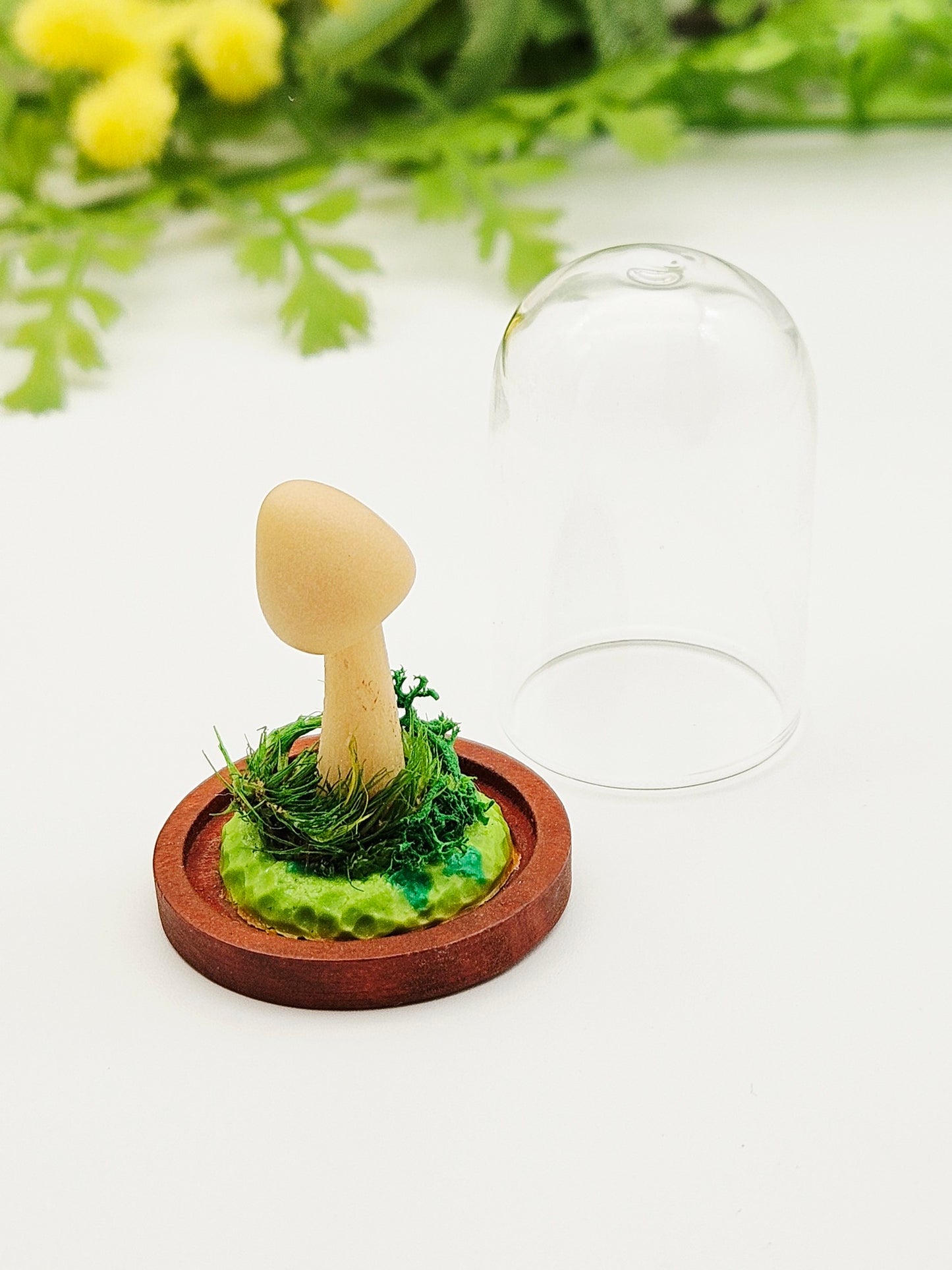 Glow in the dark mushroom under glass