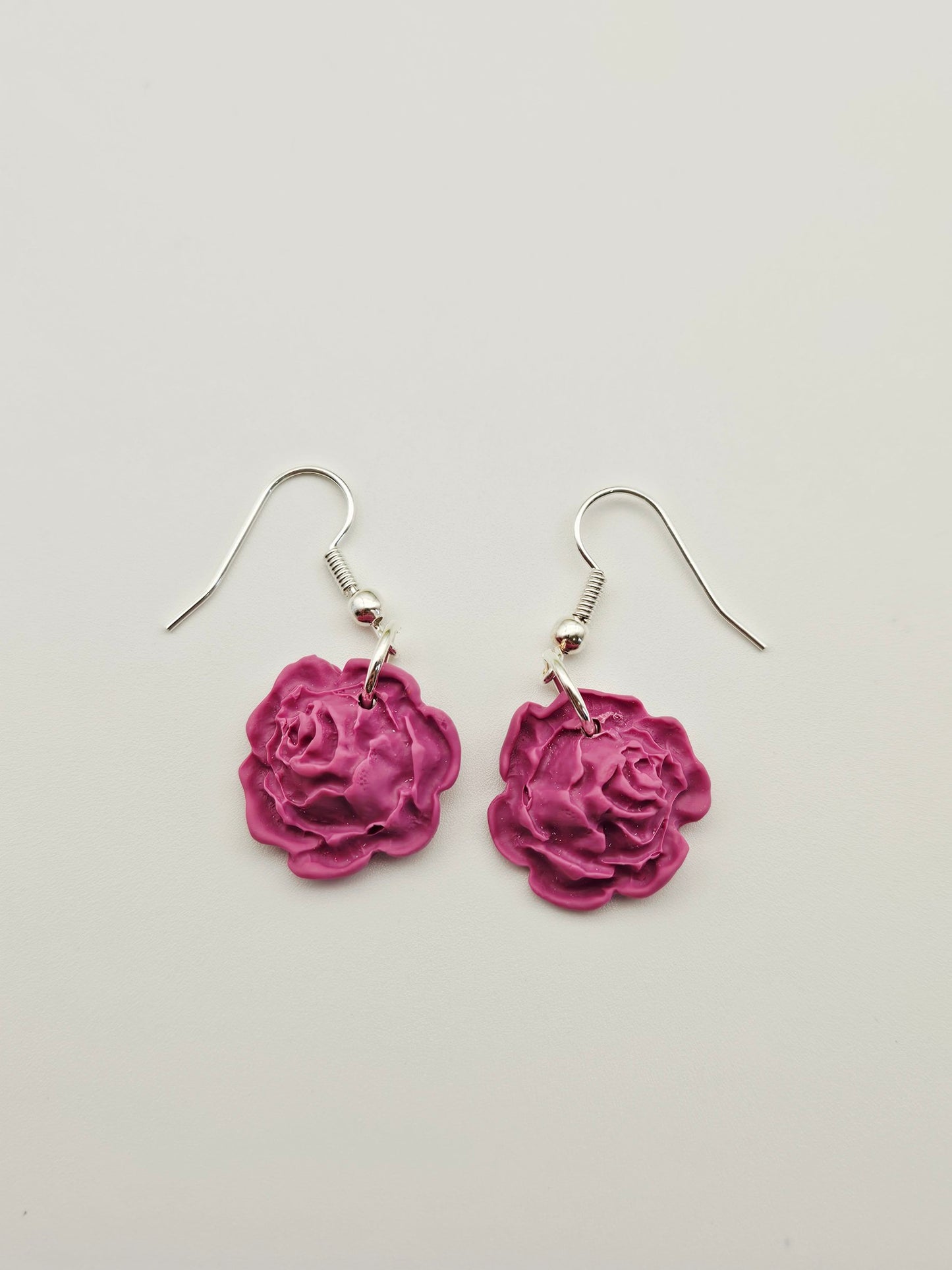 Earring dangles - purple heather roses