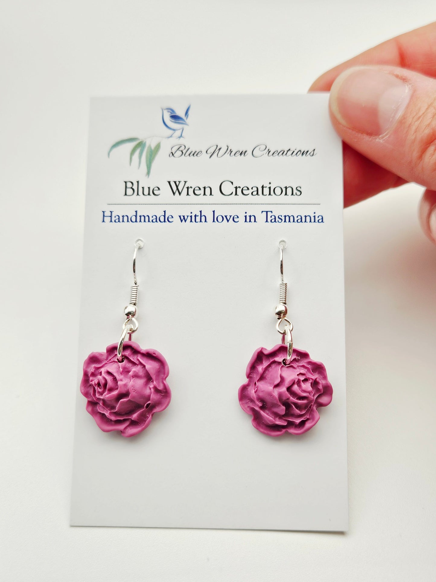 Earring dangles - purple heather roses