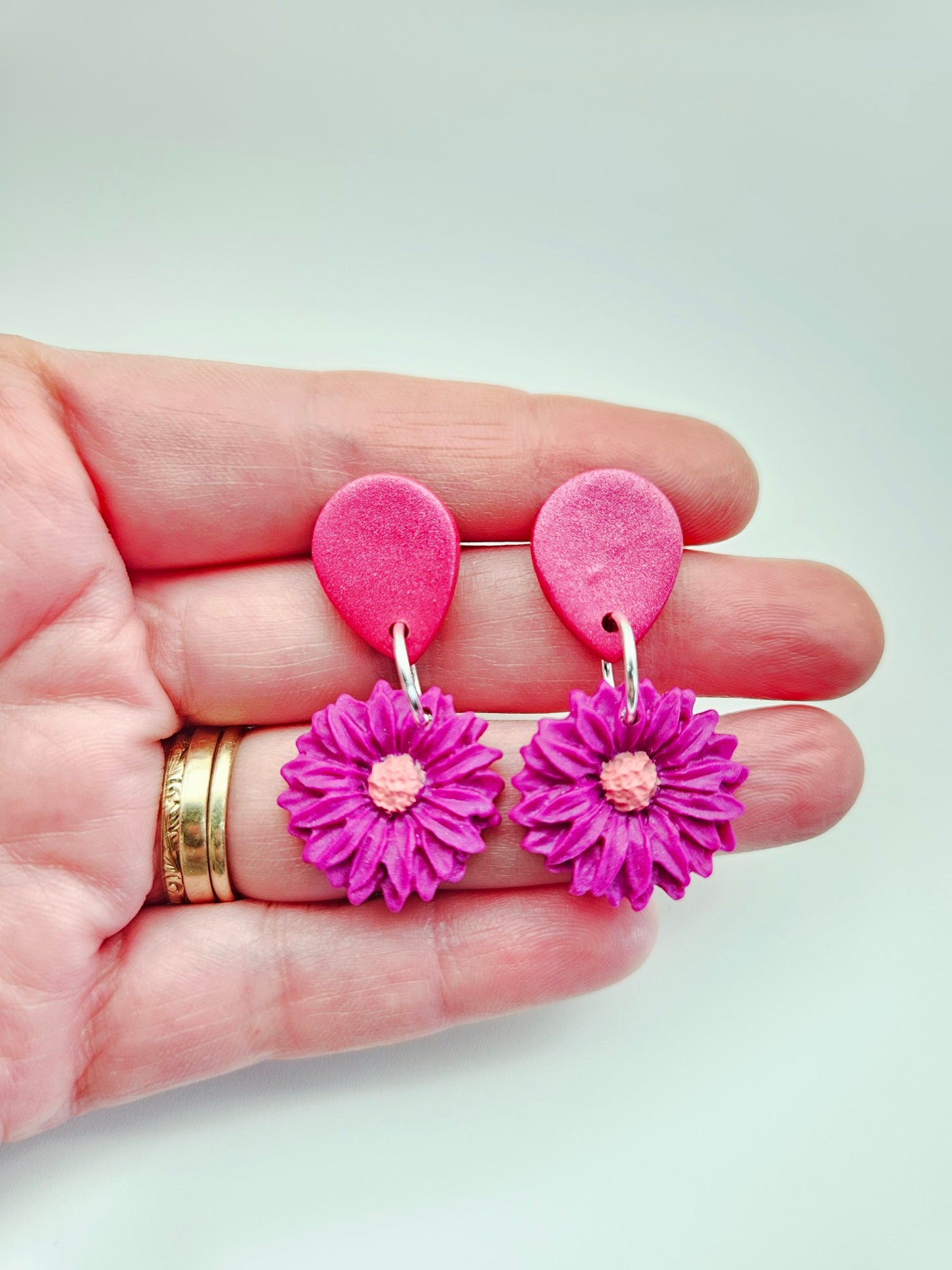 Earring dangles - dahlias drops