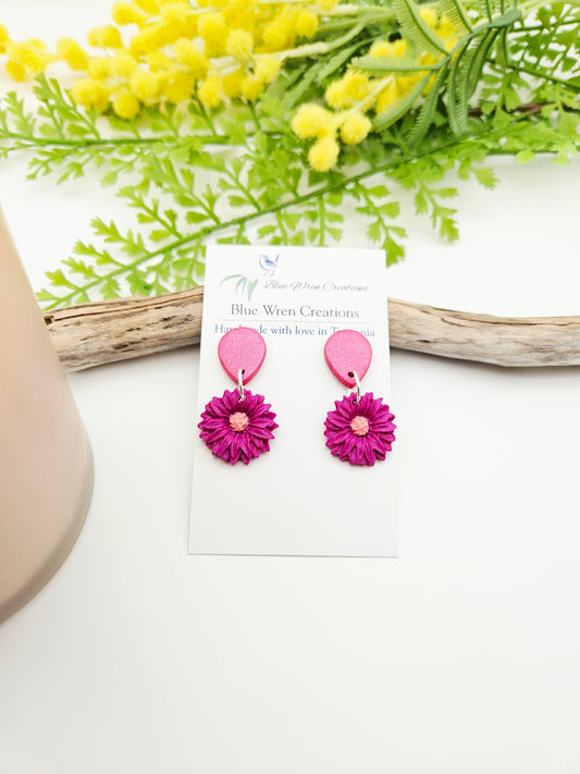 Earring dangles - dahlias drops