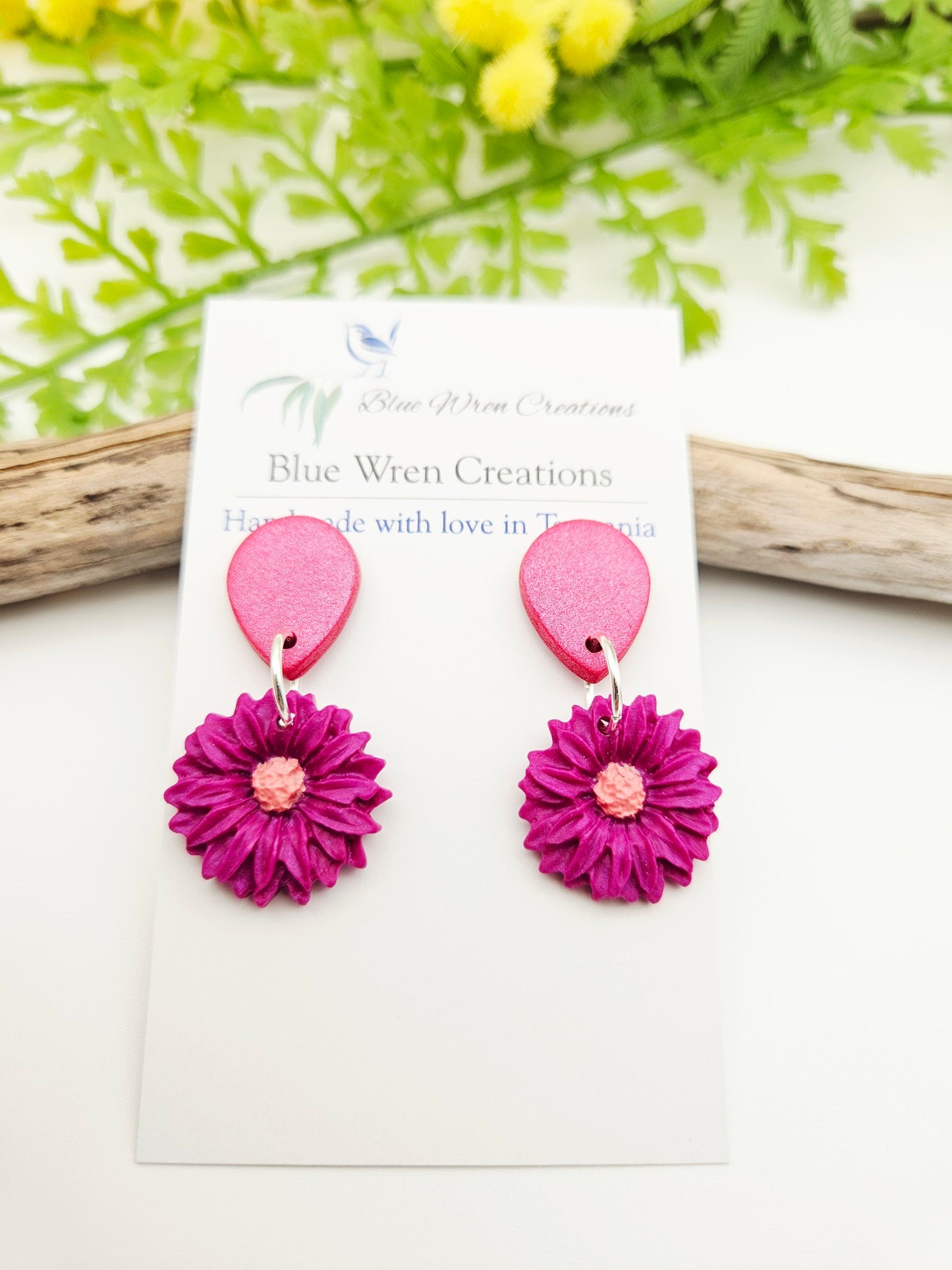 Earring dangles - dahlias drops
