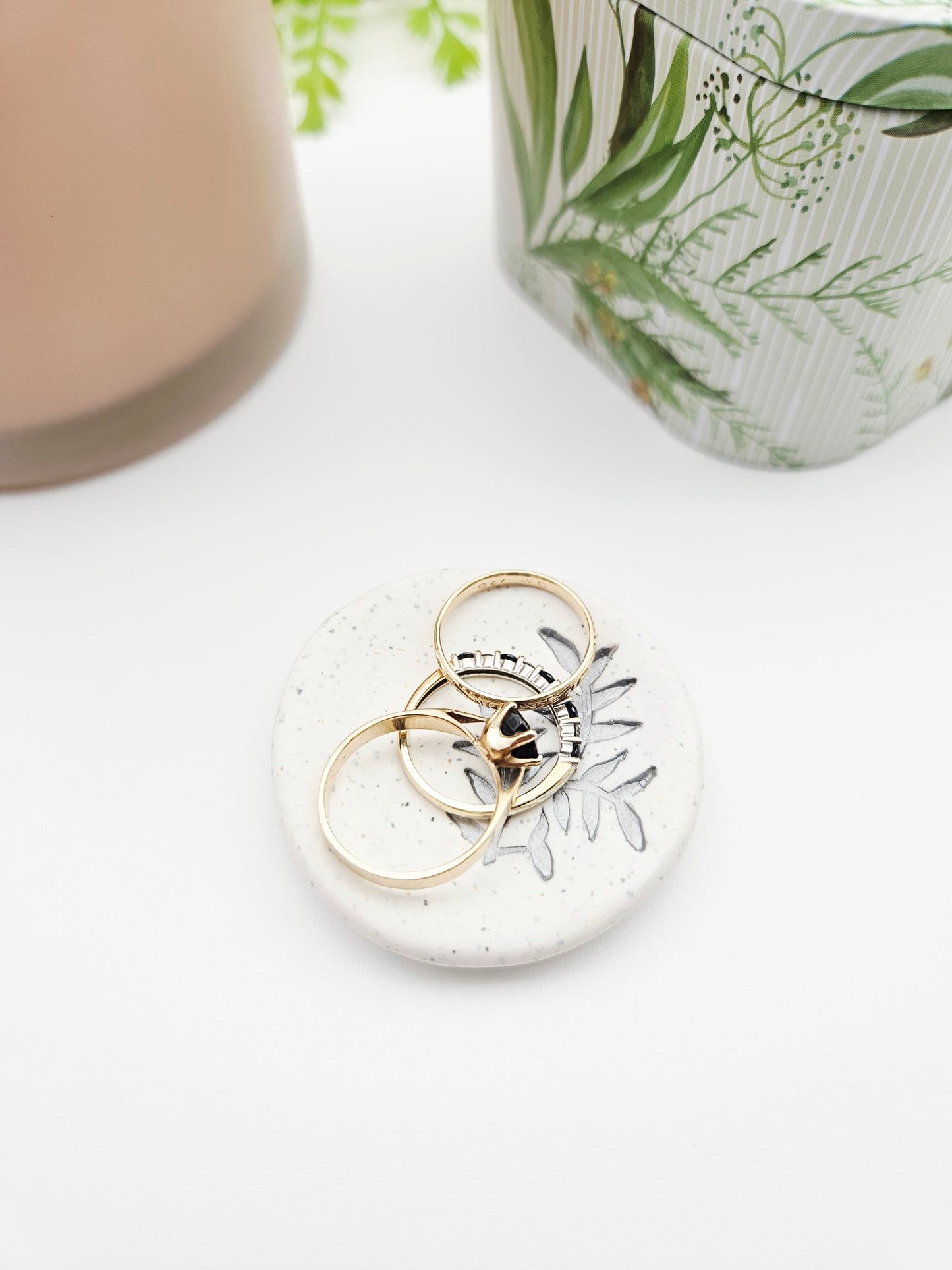 Ring dish - silver branch imprint