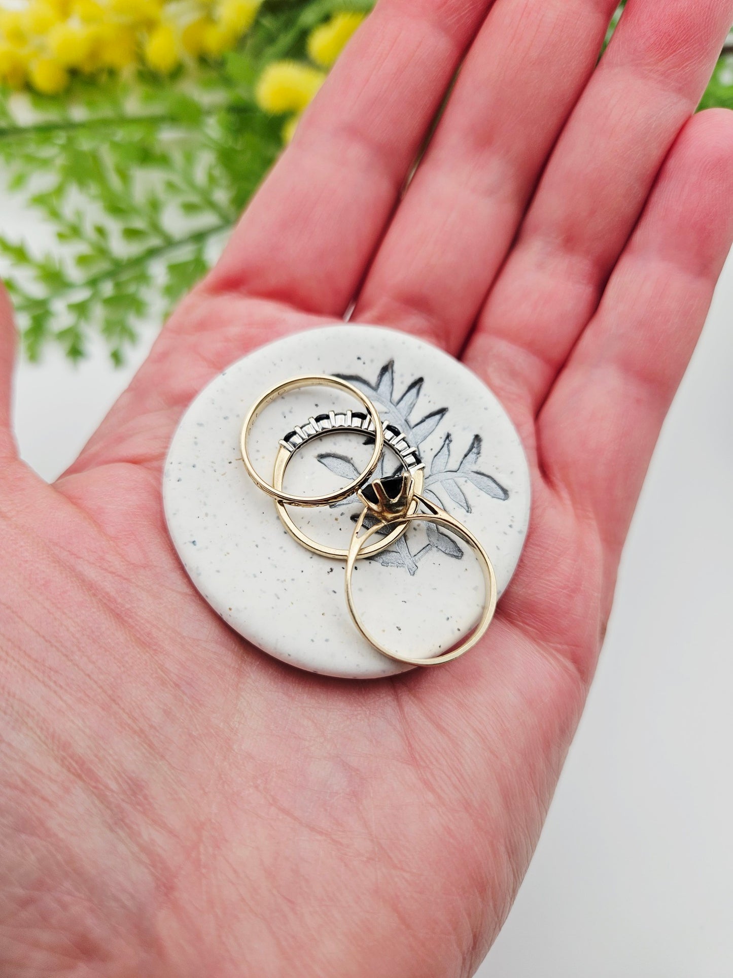 Ring dish - silver branch imprint