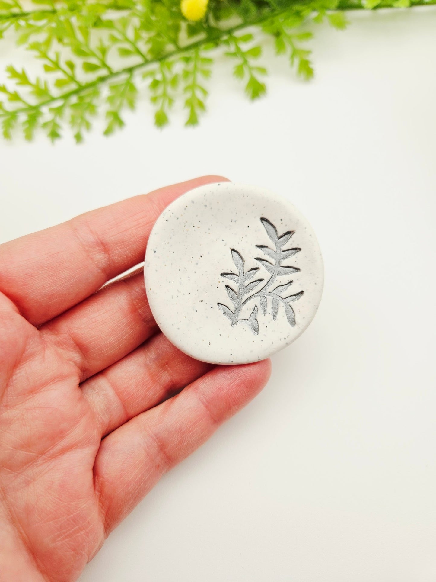 Ring dish - silver branch imprint