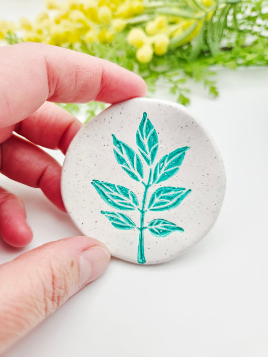 Ring dish - green branch imprint