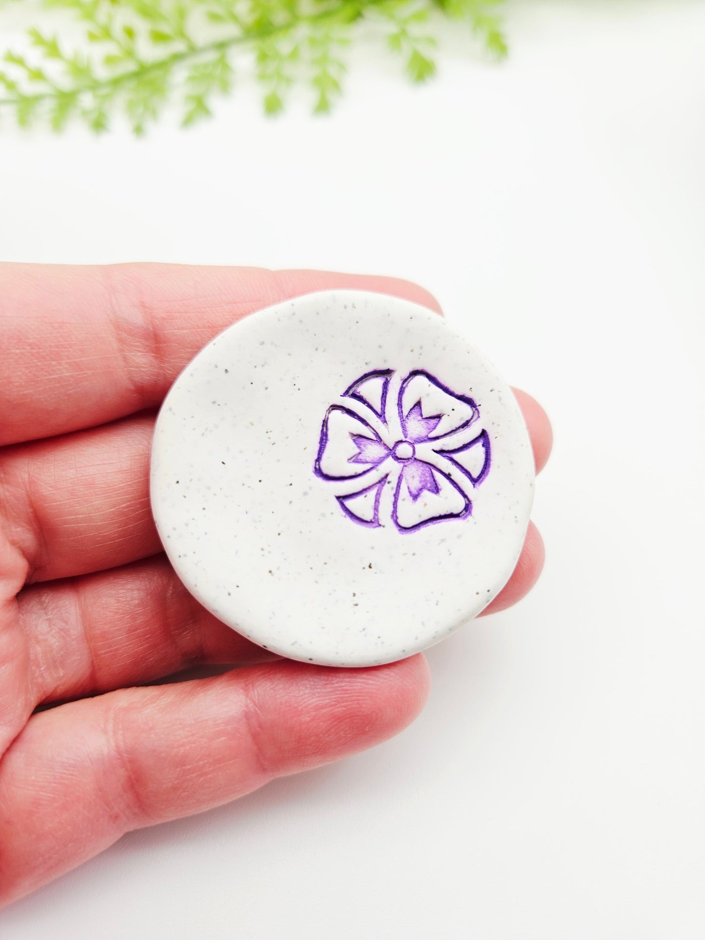 Ring dish - purple flower imprint