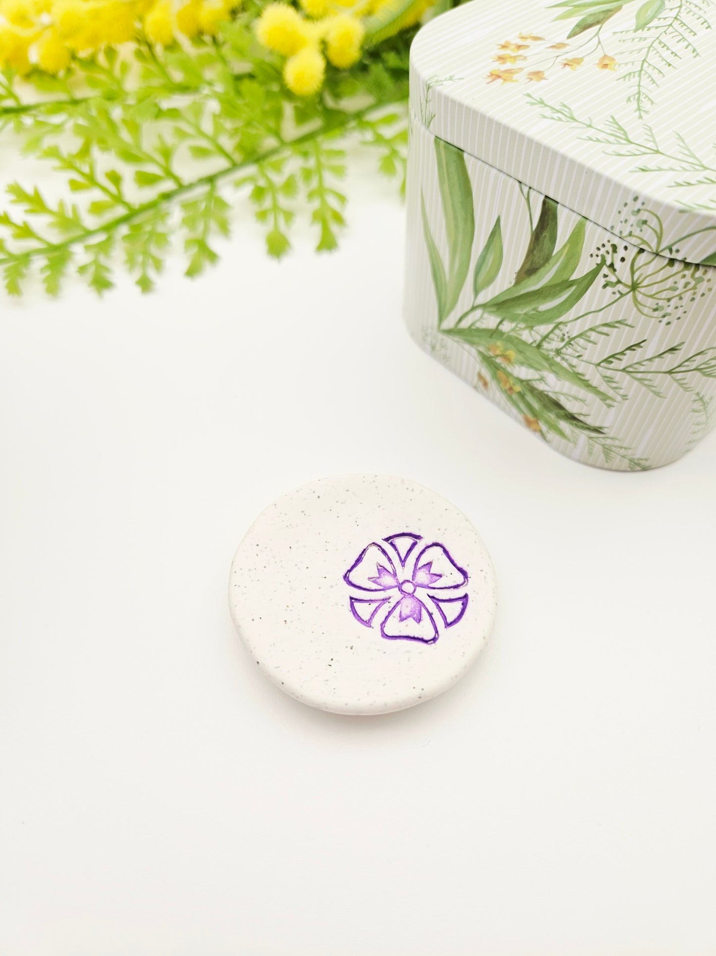 Ring dish - purple flower imprint
