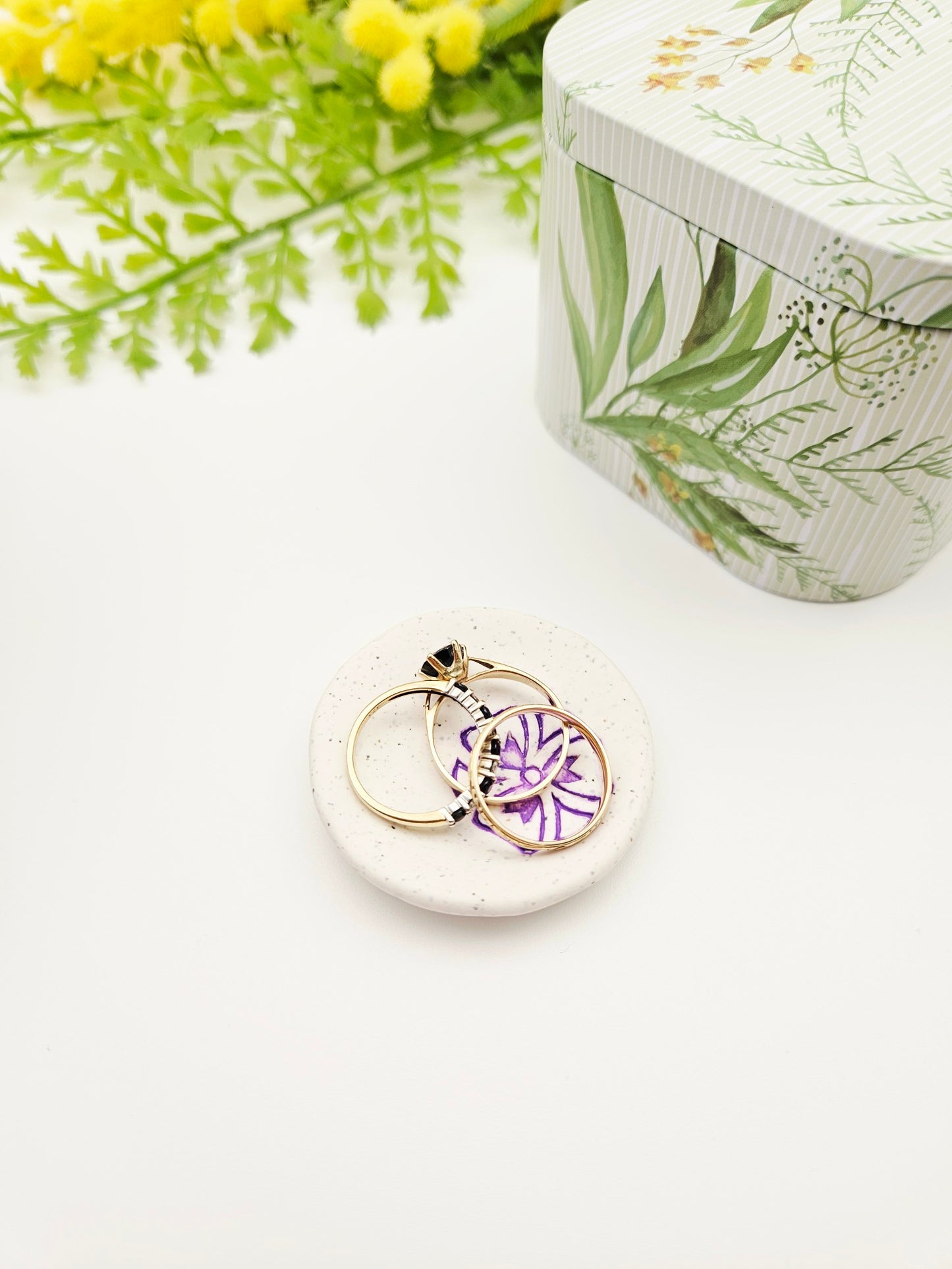 Ring dish - purple flower imprint