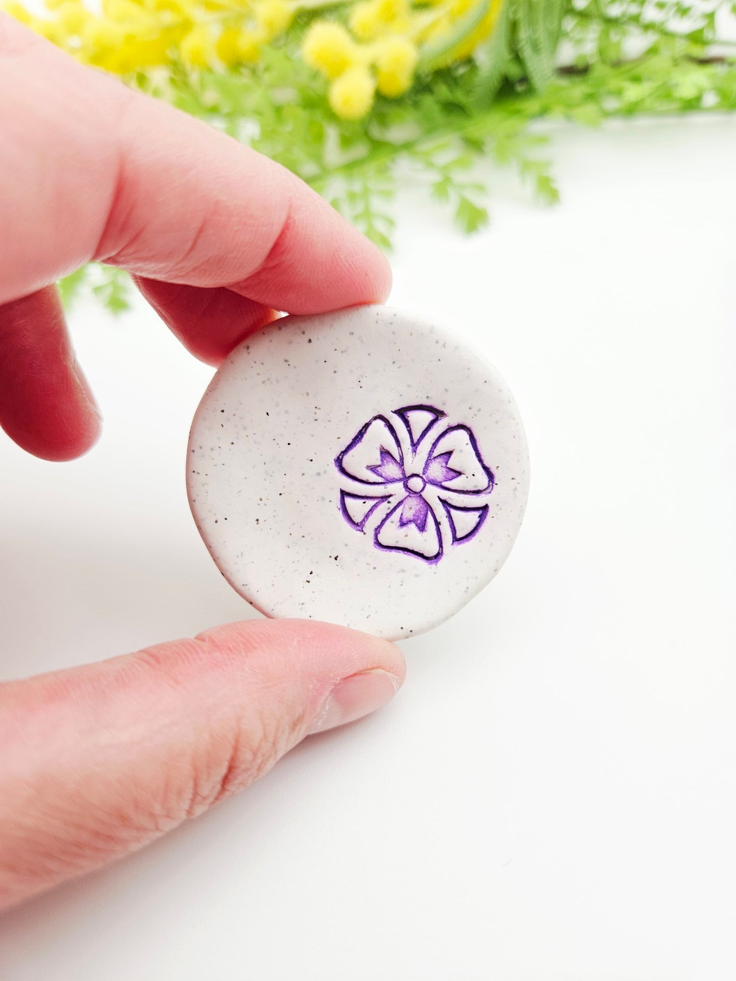 Ring dish - purple flower imprint