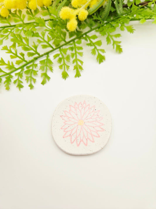 Ring dish - pink & gold flower imprint
