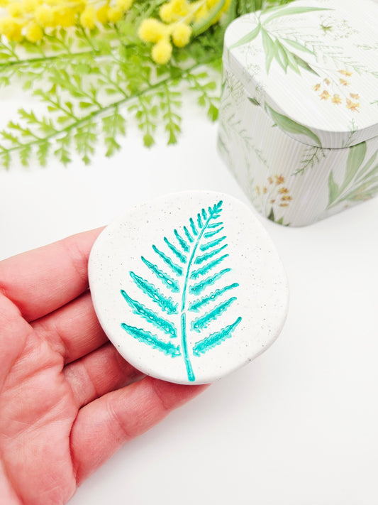Ring dish - green fern imprint